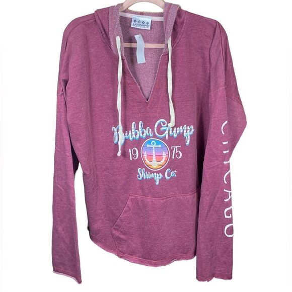 Bubba Gump of Chicago Wm’s S 2XL V Neck Hooded Lightweight Sweatshirt - Picture 1 of 4